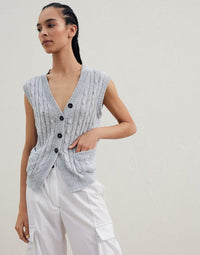 Brunello Cucinelli Cable-Knit Sequin-Embellished Vest