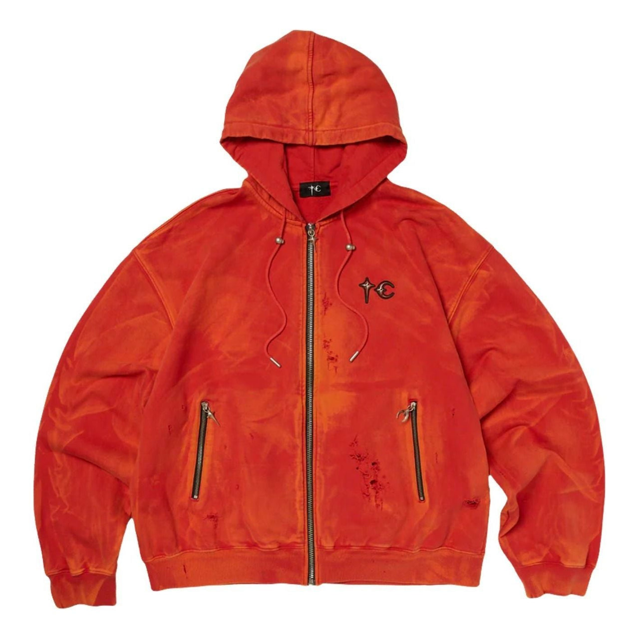 Thug Club Two Tone Washed Zip-Up Hoodie 'Red' TC26SS0401