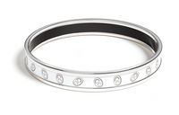 HERMES Enamel Palladium-Plated Metal Bangles Women's Silver