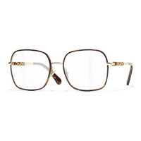 CHANEL Metal Irregular Shape Eyeglass Frames Unisex Tortoiseshell