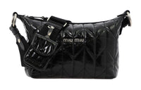 MIU MIU Leather Shoulder Bag Crossbody Bag Women's Black