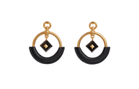 HERMES Metal Calfskin Gold-Plated Earrings Women's Gold