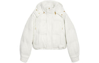 CELINE FW21 Solid Color Detachable Hood Loose Fit Cropped Puffer Jacket Women's White