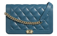 CHANEL Leboy Lambskin Shoulder Bag Women's Turquoise