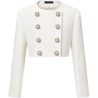 LOUIS VUITTON Cropped Jewel Button Mikado Jacket