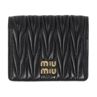 MIU MIU Matelassé Lambskin Wallet Trumpets Women's Black