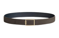 HERMES Tubular H Smooth Buckle Leather Belts Men's Brown/Blue Width: 3.2CM