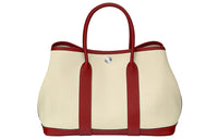 HERMES Garden Party Cow Leather Handbag Women's Beige