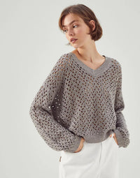 Brunello Cucinelli V-Neck Open-Knit Jumper