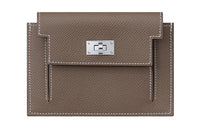 HERMES Kelly Pocket Epsom Leather Wallet Regular Women's Oak Gray