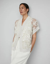 Brunello Cucinelli Floral-Embroidered V-Neck Cardigan