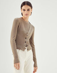 Brunello Cucinelli Ribbed-Knit V-Neck Cardigan