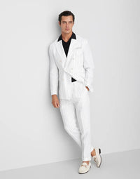 Brunello Cucinelli Stripe-Print Straight-Leg Trousers