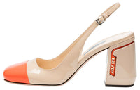 PRADA Chunky Heel High Heels 8.5cm Women's Beige Orange