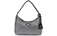 PRADA Hobo Crystal Full Diamond Satin Shoulder Bag, Handbag, Shoulder Bag Women's Black/Silver