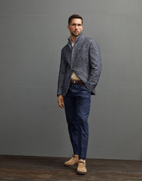 Brunello Cucinelli Notched-Collar Chevron-Knit Coat