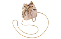 PRADA Satin One Shoulder Crossbody Clutches Mini Women's Gold/Pink
