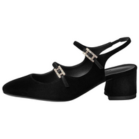 HERMES Jackie Chunky Heel High Heels 5cm Women's Black
