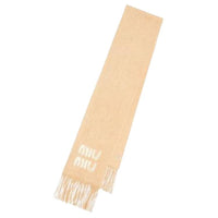 MIU MIU Mohair Wool Blend Polyamide Wool Knit Scarves Men's Light Brown