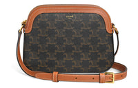 CELINE Cow Leather Camera Bag Shoulder Bag Crossbody Bag Small Size Women's Tawny