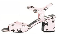 CHANEL Cc 65mm Heeled Sandal Light Pink Leather Women's