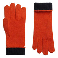 HERMES Cashmere Knit Gloves Unisex Orange