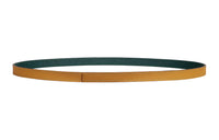 HERMES Solid Color Design Two Tone Wear Calfskin Leather Belts Women's Yellow Width 1.3CM