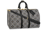 LOUIS VUITTON Keepall Fabric Shoulder Bag Crossbody Bag Handbag Women's Black/White