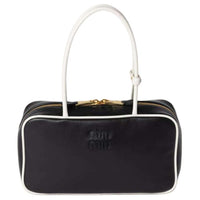 MIU MIU Beau Leather Handbag, Shoulder Bag Women's Black & White