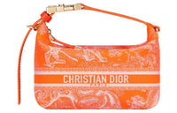 DIOR DiorTravel Embroidery Lunch Box Bag Handheld Handbag Small Size Women's Orange