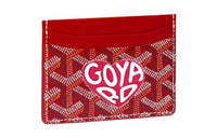 GOYARD Saint-Sulpice Canvas With Leather Card Clip Card Holder Unisex Red & Peach Red Small Heart