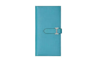 HERMES Bearn Epsom Leather Wallet Women's Northern Blue/Heart Red