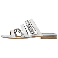 HERMES Amalfi Slide Slippers Women's Silver White