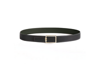 HERMES H-Shaped Detail Smooth Buckle Leather Belts Men's Black Width: 3.2CM