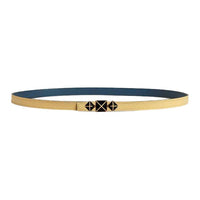 HERMES Calfskin Leather Belts Unisex Yellow Width 1.3CM