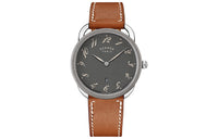 HERMES Arceau Wrist Watch Quartz Movement Genuine Leather Strap 40mm Gray Dial Women's Watch