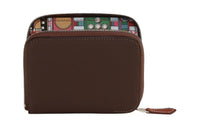 HERMES Silk'In Evercolor Calfskin Wallet Women's Mocha Multicolor