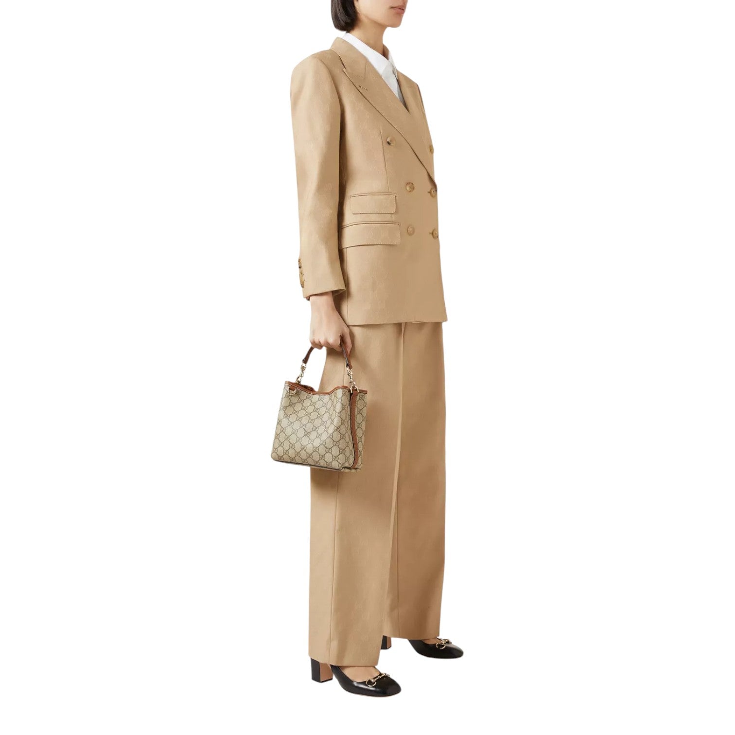 (WMNS) Gucci GG Emblem Mini Bucket Bag 'Monogram Canvas' 815118-FAD6L-9758