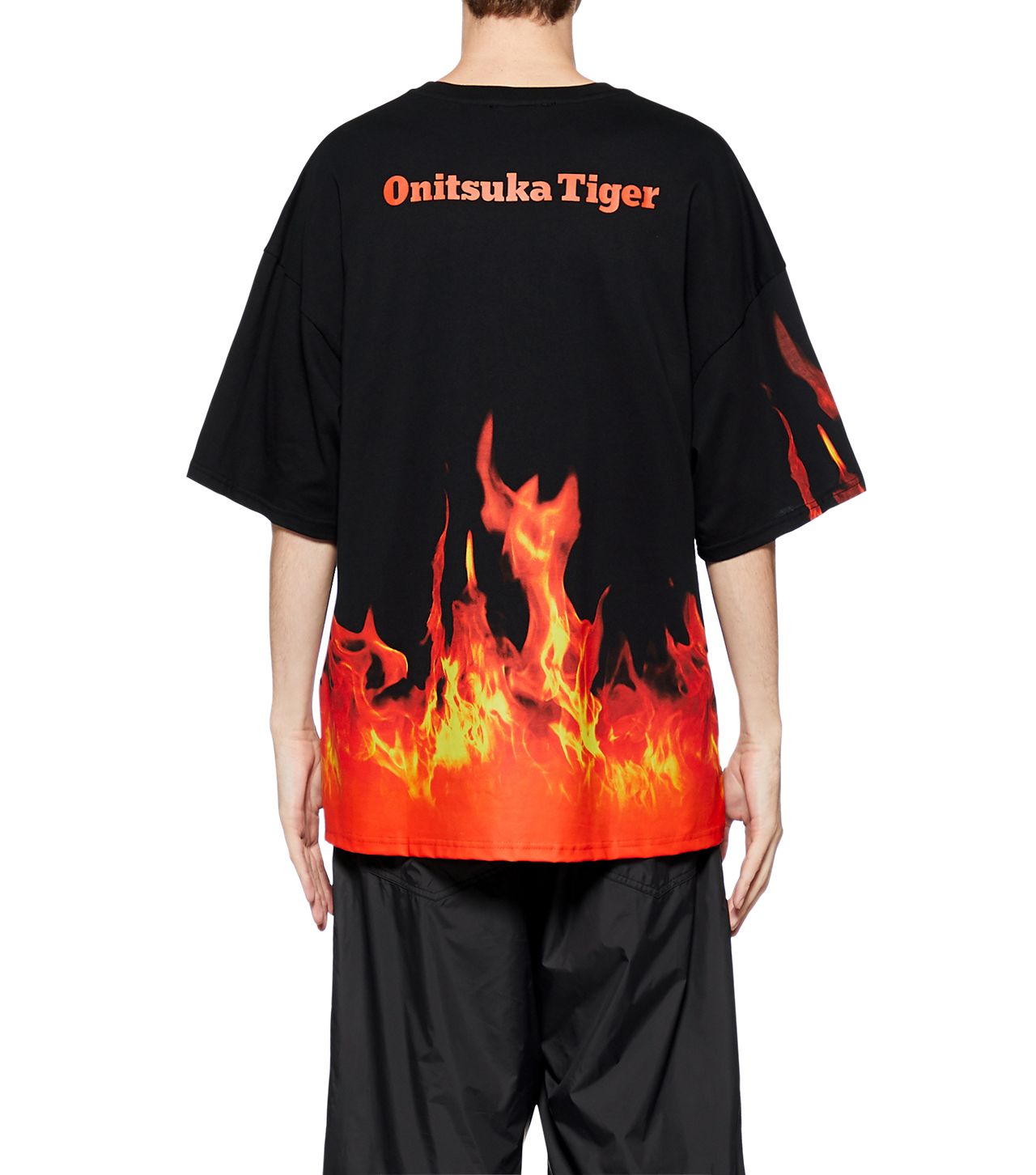 Onitsuka Tiger Flame Graphic T-shirt 'Black Orange' 2183B022-001