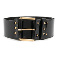 SAINT LAURENT Buckle Styling Leather Belts Women's Black -