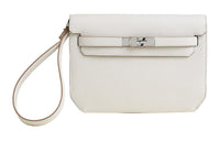 HERMES Kelly Depeches Togo Calfskin Clutch Regular Men's Light Gray
