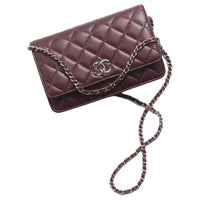 CHANEL Leather Shoulder Bag, Crossbody Bag Women's Deep Red