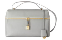 Loro Piana Grained Embossed Leather Portable Crossbody Bag Shoulder Bag Women's Gray