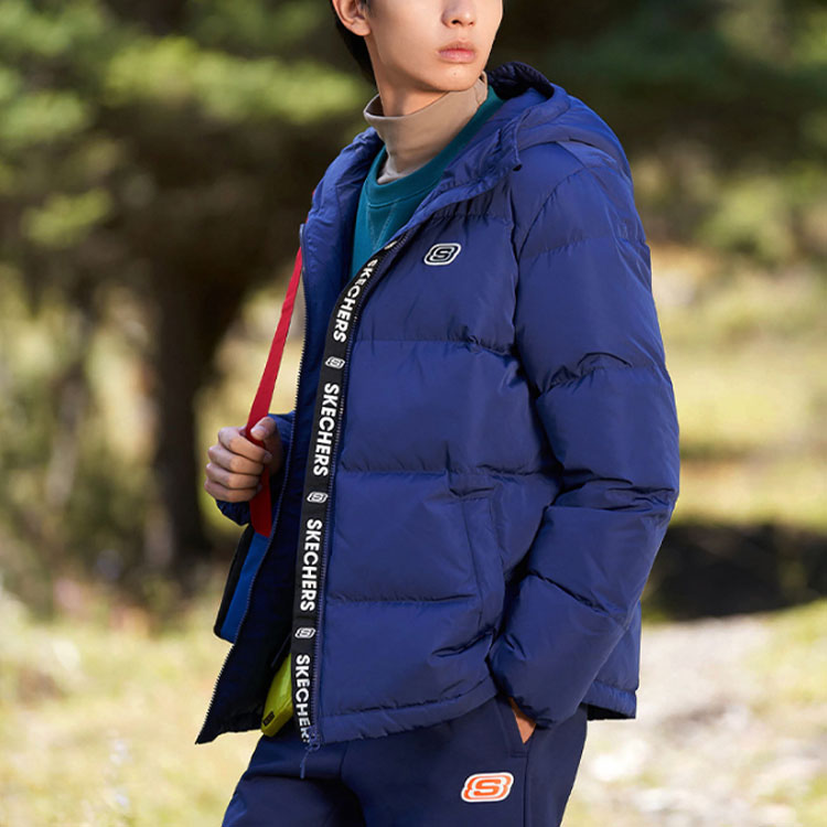 Skechers Solid Color Sports Casual Hooded Down Jacket 'Multi-Color' L420M146