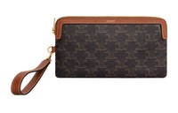 CELINE With Cow Leather Clutch Regular Women's Tawny