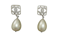 CHANEL Earrings Women's Silvery White