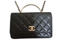 CHANEL Lambskin One Shoulder Handbags Women's Black
