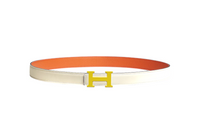 HERMES Leather Belts Women's Cream White/Orange