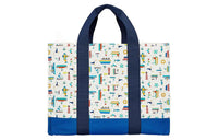 HERMES Canvas Canvas Bag Tote Bag Shopping Bag Handbag Small Size Women's Blue/Dark Blue/White