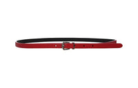 SAINT LAURENT Round Distressed Pin Buckle Leather Belts Women's Red